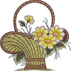 2 Embroidery Designs Basket Of Daisies