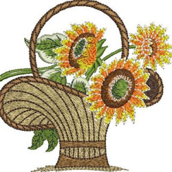 2 Embroidery Designs Basket Of Sunflowers