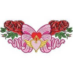 Embroidery Designs Bow With Rose In 2 Sizes