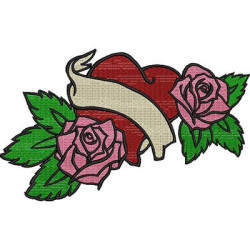 2 Embroidery Patterns Heart With Roses