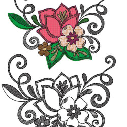 3 Embroidery Designs Simple Applied Floral Arrangment