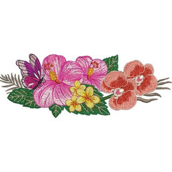 2 Embroidery Designs Tropical Flower Arrangement