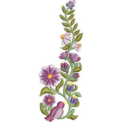 Embroidery Design Vertical Flower 12 Cm