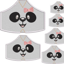 Embroidery Design 6 Masks Of Protection From Xs To Xl Female Panda