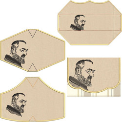 Diseño Para Bordado Kit Bolsa + 4 Mascarillas Padre Pio