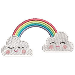 Embroidery Design Cute With Clouds Rainbow 1