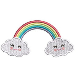 Embroidery Design Cute With Clouds Rainbow 2
