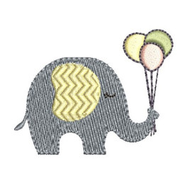 Matriz De Bordado Elefante Com Balões 4
