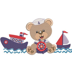 Embroidery Design Sea Bear With Boats 2