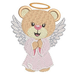 Embroidery Design Bear Angel Protective Girl