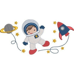 Embroidery Design Astronauta Nave And Planet