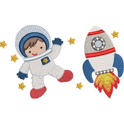 Embroidery Design Moon And Rocket