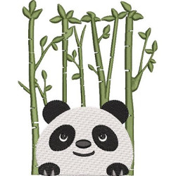 Matriz De Bordado Panda Na Floresta