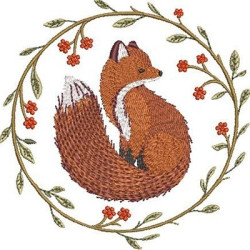 Embroidery Design Frame Realistic Fox