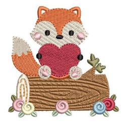 Embroidery Design Baby Fox In The Trunk
