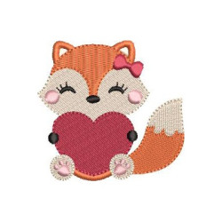Embroidery Design Baby Fox With Heart 1