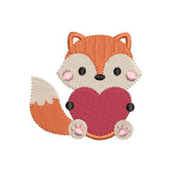 Embroidery Design Baby Fox With Heart 2