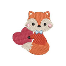 Embroidery Design Baby Fox With Heart 3