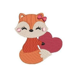 Embroidery Design Baby Fox With Heart 4