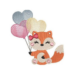 Embroidery Design Baby Fox With Balloons 1