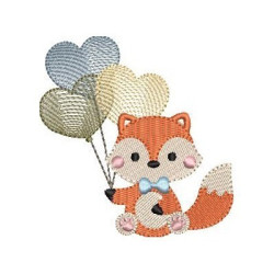 Embroidery Design Baby Fox With Balloons 2