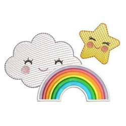 Embroidery Design Rippled Star Cloud With Rainbow 4