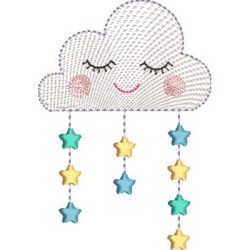 Embroidery Design Rippled Cloud Rain Of Stars