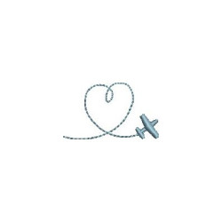 Embroidery Design Airplane With Cloud And Heart