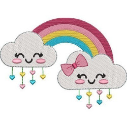 Embroidery Design Rain Of Love With Rainbow 1
