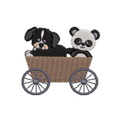 Diseño Para Bordado Carro Con Perro Y Panda