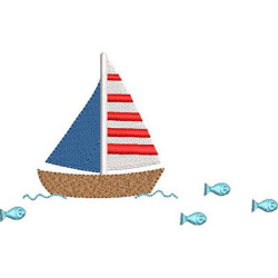 Embroidery Design Boat With Fishes
