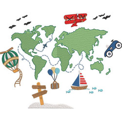 Embroidery Design Childrens World Map 2