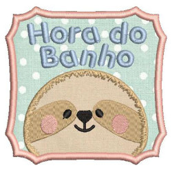 Embroidery Design Applied Bath Time Little Sloth 1