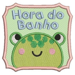 Embroidery Design Applied Bath Time Frog