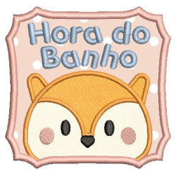 Embroidery Design Applied Bath Time Little Fox 1