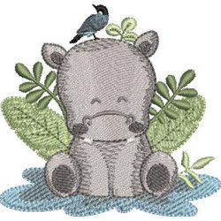 Embroidery Design 2 Baby Hipoppotamus Safari Full And Rippled