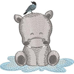 Embroidery Design Baby Hipoppotamus Safari 1