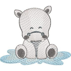 Embroidery Design Baby Hipoppotamus Safari Rippled