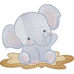 Embroidery Design Baby Elephant Safari Rippled