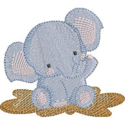 Embroidery Design Baby Elephant Safari 1