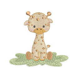 Matriz De Bordado Girafa Bebê Safari 1
