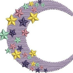 Embroidery Design Moon With Stars