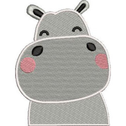 Embroidery Design Hippo Bust