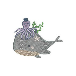 Embroidery Design Whale And Octopus Friend