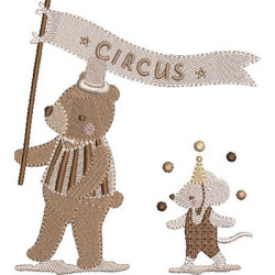 Embroidery Design Bear And Mouse Teacher Circus