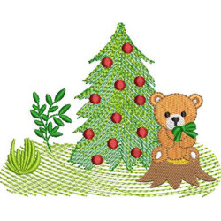 Embroidery Design Teddy Bear On The Christmas Tree