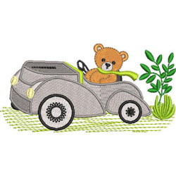 Embroidery Design Teddy Bear In The Car