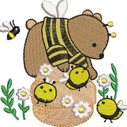 Embroidery Design Teddy Bear With Bees