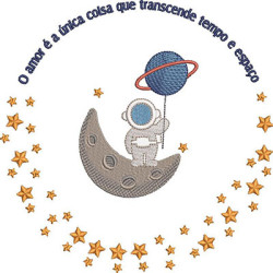 Matriz De Bordado Astronauta Na Lua Com Frase