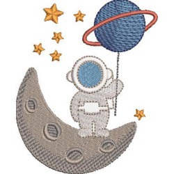 Embroidery Design Astronaut On The Moon